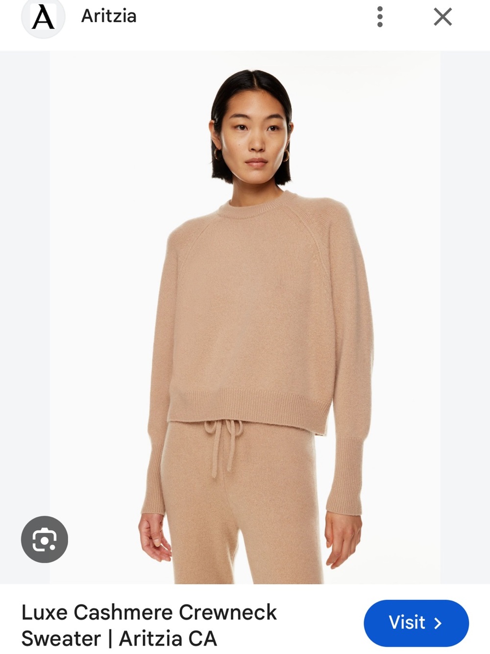 Aritzia Luxe Cashmere Crewneck Sweater - Sandstone